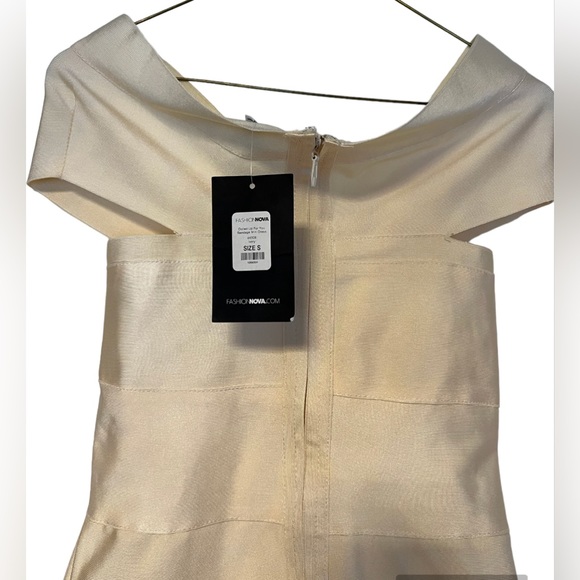 NWT FashioNova Dolled Up For You Bandage Midi Dress Ivory Small - Picture 6 of 11